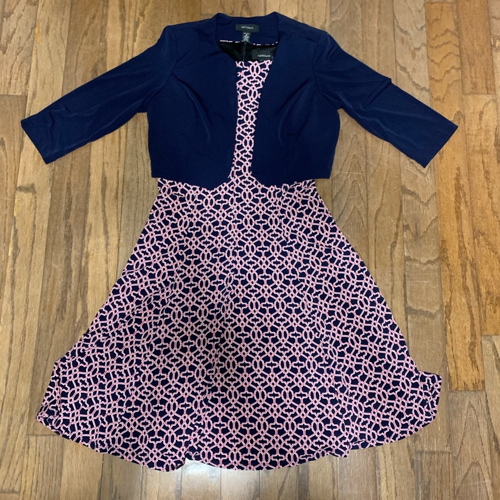 R & M Richards printed dress with jacket Size 6